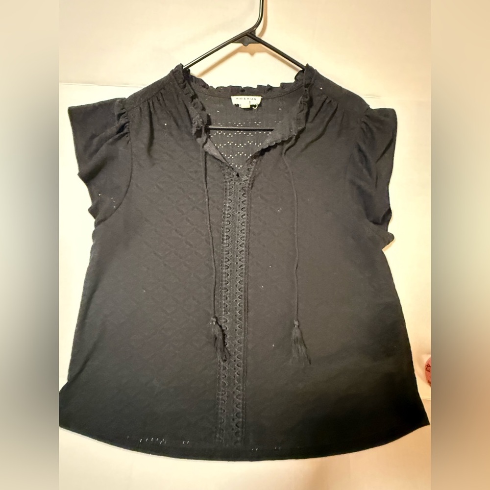 Chic Black Blouse with Lace Detailing